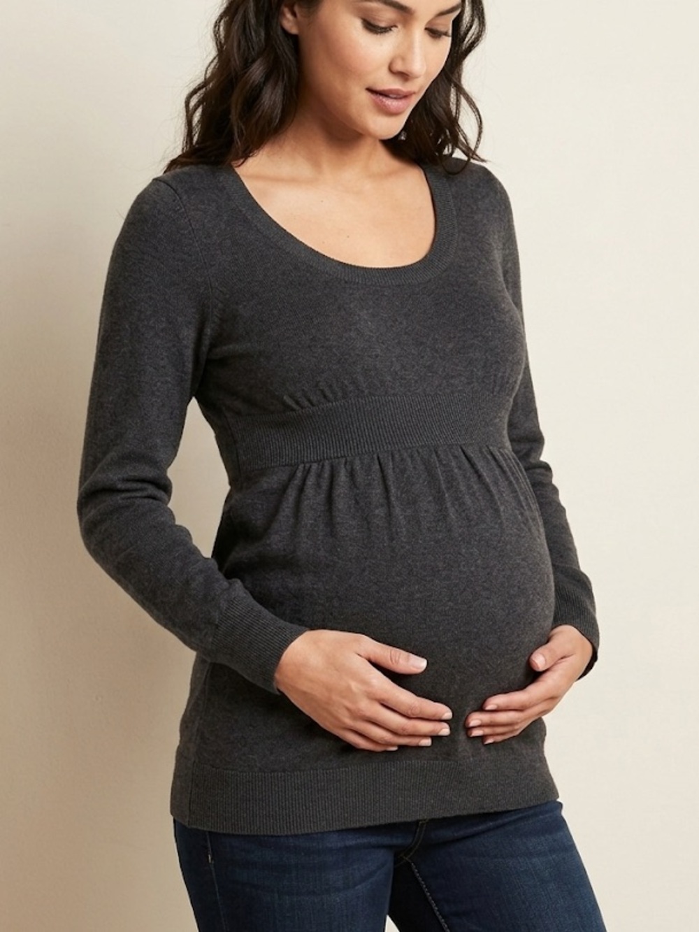 Old Navy Maternity Gray Empire Waist Scoop Neck Sweater